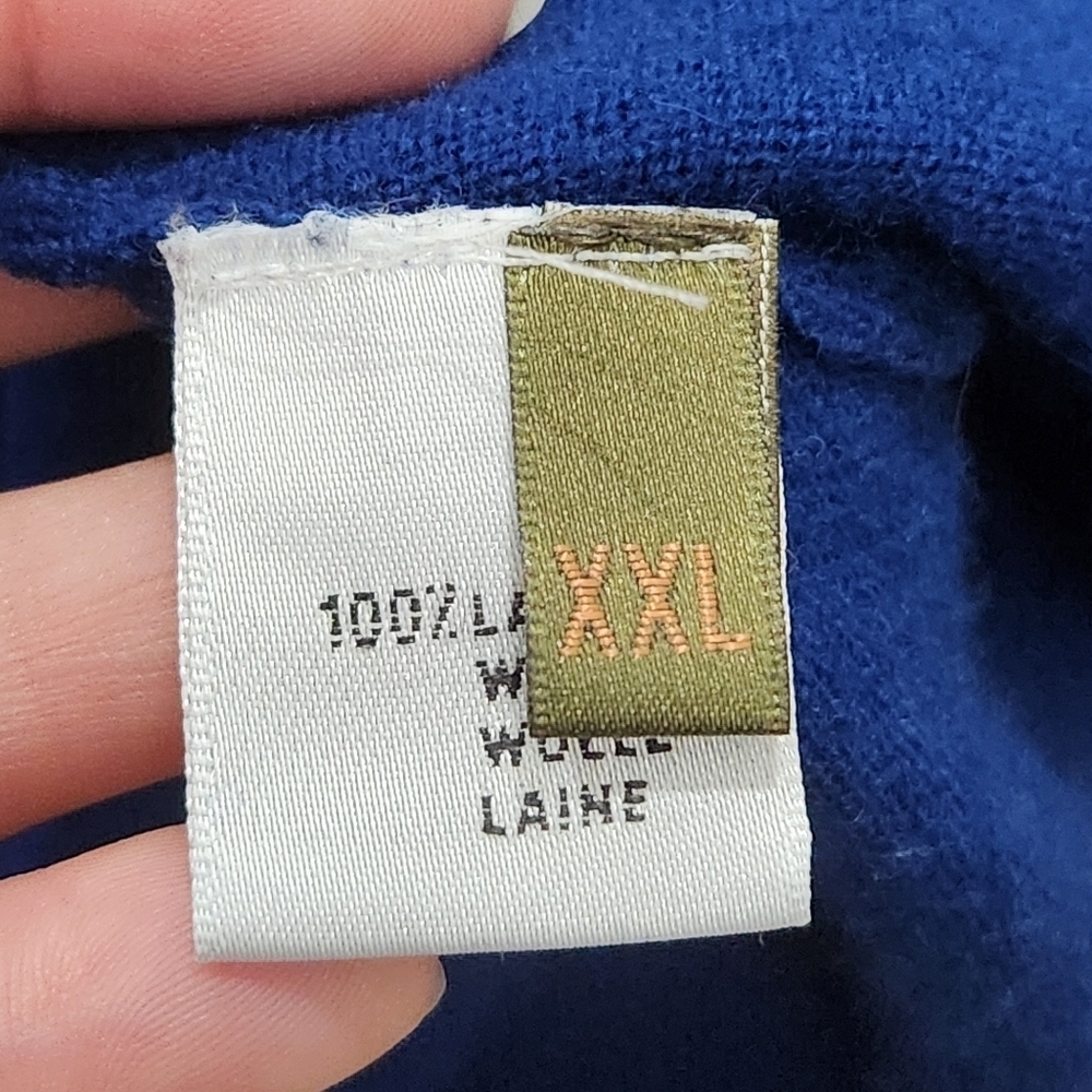 Phineas Cole Luxury Wool 1/4 Zip Pullover Sweater Wool Solid Royal Blue Italy - Picture 6 of 8